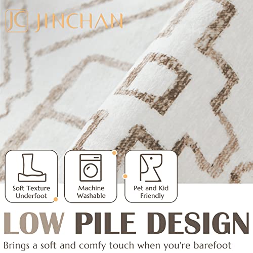 Moroccan Modern Runner Rug 3x8 Taupe Hallway Area Rug Non Slip Support