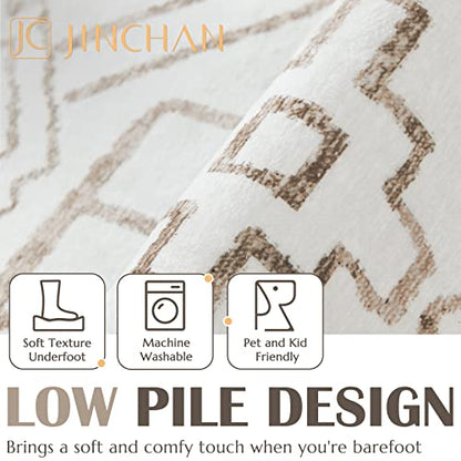 Moroccan Modern Runner Rug 3x8 Taupe Hallway Area Rug Non Slip Support