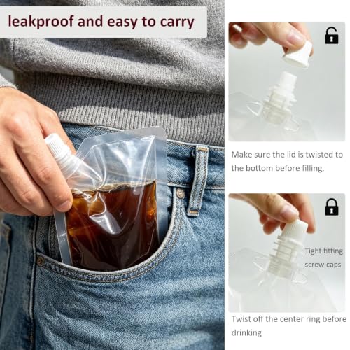 40 Pack Reusable Leak-Proof Plastic Drink Flasks with Funnels - 8oz