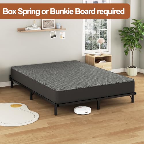 Heavy Duty Foldable Full Metal Bed Frame with Headboard Support