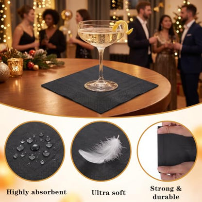 240 Black and Orange Disposable Cocktail Napkins 10 Inch Party Supplies