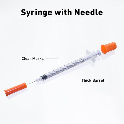 U-100 Syringe - 1cc 31 Gauge 5/16 Inch | Individually Packed, 20 Pack for Precision Dosing