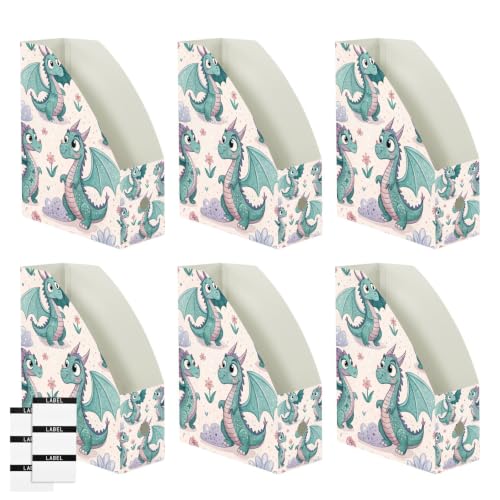 3 Pack Cartoon Dragon Magazine File Holders Desk Organizer Storage Box