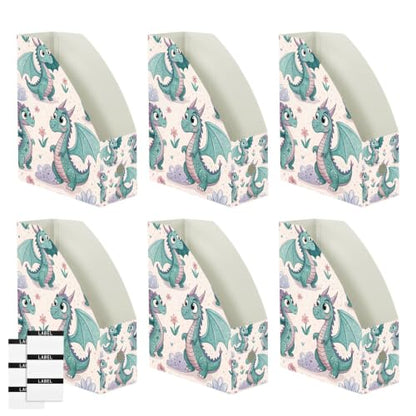 3 Pack Cartoon Dragon Magazine File Holders Desk Organizer Storage Box