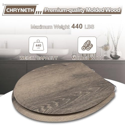 Round Toilet Seat Molded Wood Quiet Close Bathroom Seat