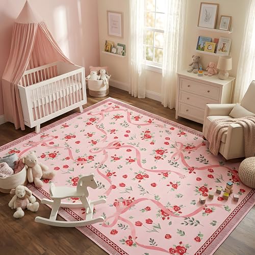 Red 4x6 Rug for Bedroom Living Room Non Slip Faux Wool Floor Mat - GarveeHome