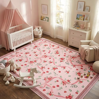 Red 4x6 Rug for Bedroom Living Room Non Slip Faux Wool Floor Mat - GarveeHome