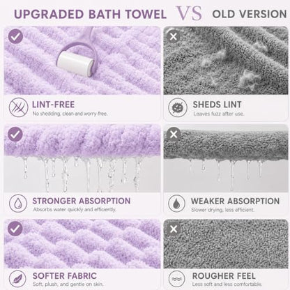Purple Bath Towel Set of 4 - Ultra Soft 35 x 66 Inches, Hotel Quality