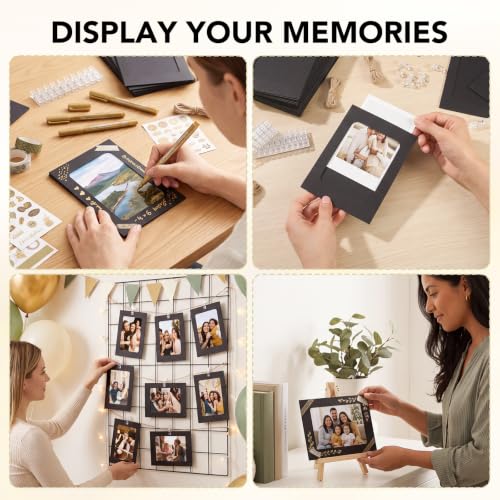 35 Pack Black Paper Photo Frames 4x6 with Clips, String & Nails