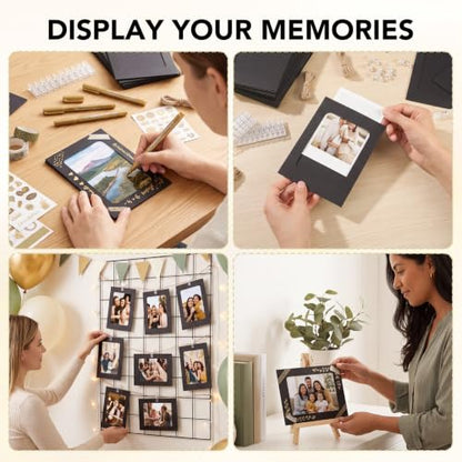 35 Pack Black Paper Photo Frames 4x6 with Clips, String & Nails