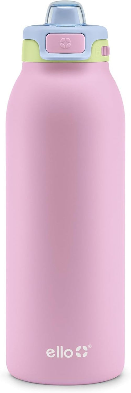 Ello Pop & Fill Insulated Stainless Steel Water Bottle - Quick Fill Lid, Leakproof Design, BPA-Free | 22oz, 32oz, 40oz