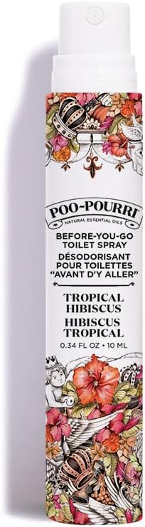 Poo-Pourri Before-You-Go Toilet Spray - Tropical Hibiscus Scent, Travel Size 10 mL | Freshen Up Anywhere
