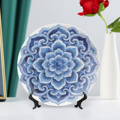 Vintage Blue-White Bone China Display Plate 10 Inch - Style 2
