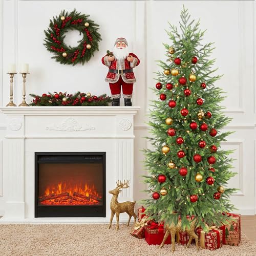 2 Pack 5ft Artificial Norfolk Pine Christmas Tree for Indoor Outdoor Decor - Real Touch Faux Tree with Black Pot