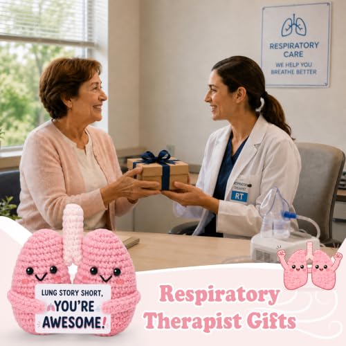 Respiratory Therapist Gift - Handmade Crochet Pink Lung Plush for Medical Professionals