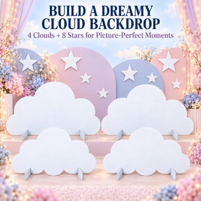 Large Cloud Cardboard Cutouts for Party Decor - Starry Night Scene Props