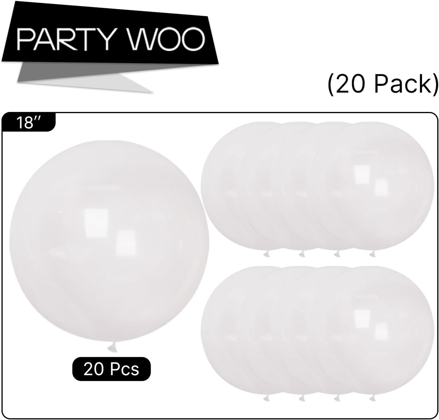 PartyWoo Clear Balloons - 20pcs 18 Inch Transparent Latex Helium Balloons for Celebrations