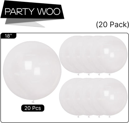 PartyWoo Clear Balloons - 20pcs 18 Inch Transparent Latex Helium Balloons for Celebrations