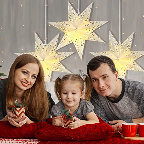 Kingdder Paper Star Lantern with Light - Warm Yellow Christmas Decor, 1 Pc