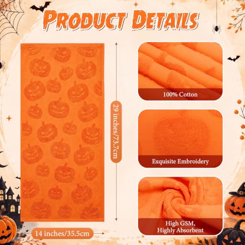 Halloween Cotton Hand Towels Set - Spooky 14x29 Bathroom Decor, 3 Pcs