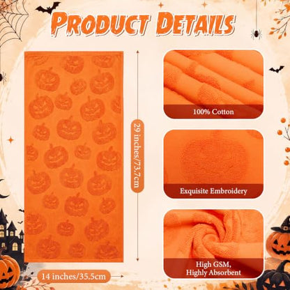 Halloween Cotton Hand Towels Set - Spooky 14x29 Bathroom Decor, 3 Pcs