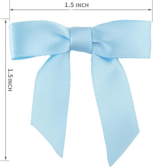 7Rainbows 50pcs Light Blue Satin Ribbon Mini Bows - Perfect for Crafting, Sewing & Gift Wrapping