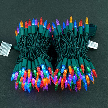 YULETIME Multicolor Christmas String Lights - 200 Faceted LED, 25 ft, 2-Set