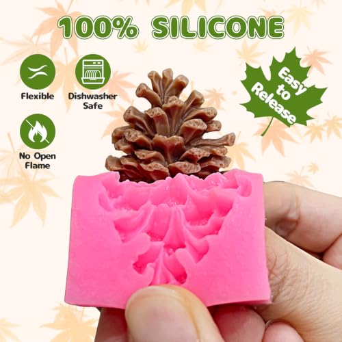 Fall Thanksgiving Fondant Molds 6-Piece Pumpkin Acorn Maple Leaves Set - Pink Variation