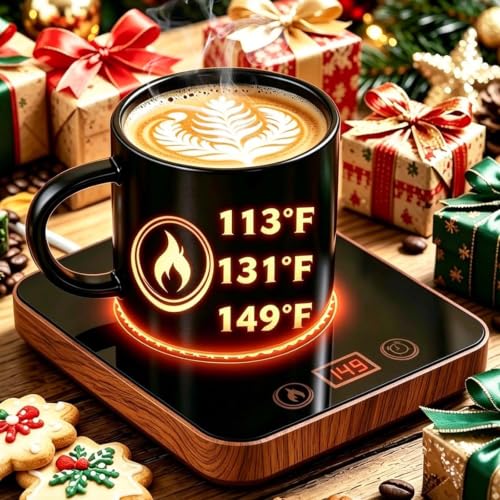 Coffee Mug Warmer for Desk with Auto Shutoff, Adjustable Temperature, 12-Hour Timer