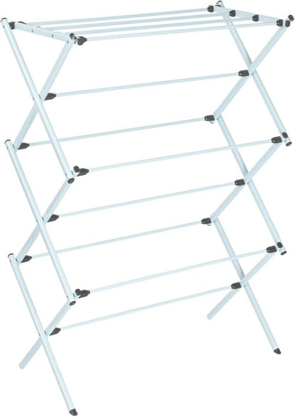 Household Essentials Folding Clothes Drying Rack - Strong Steel Frame with 11 Coated Dowels, White
