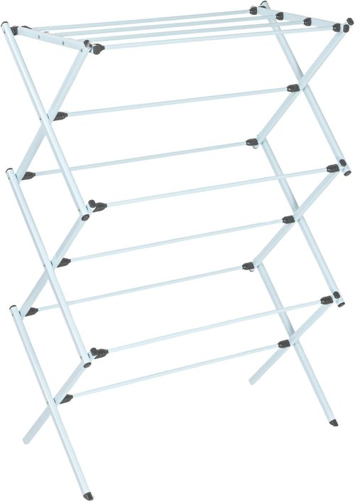 Household Essentials Folding Clothes Drying Rack - Strong Steel Frame with 11 Coated Dowels, White