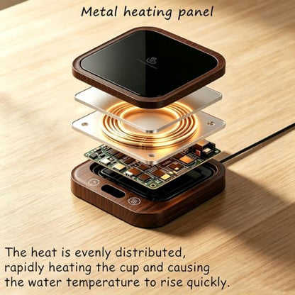 Brown Coffee Mug Warmer with Timer - Electric Desk Cup Heater, 4-Temperature Control