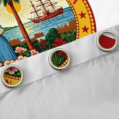 Florida State Flag Blackout Curtains 2 Panels 38x54 Inch - White & Red Variation