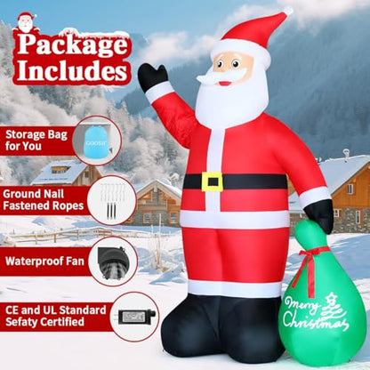 Inflatable Santa Claus Christmas Yard Decor with LED Lights - 10.3 ft
