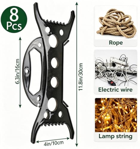 8PC Christmas Light Storage Holders Set - Cord Wind Up & Organizer, Black
