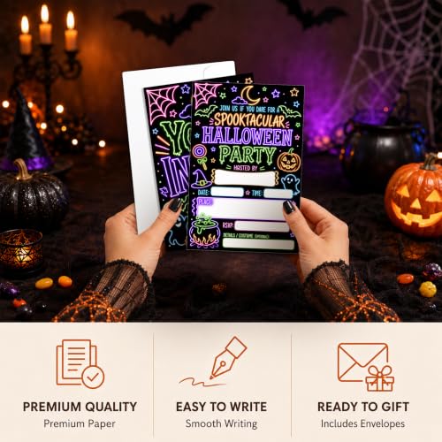 Spooktacular Halloween Birthday Party Invitations - Set of 20