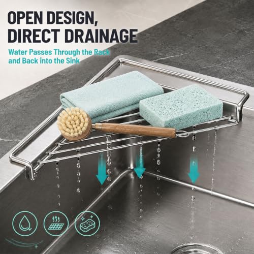 Stainless Steel Corner Sink Shelf - Triangle Corner Sink Drying Rack 1Pc