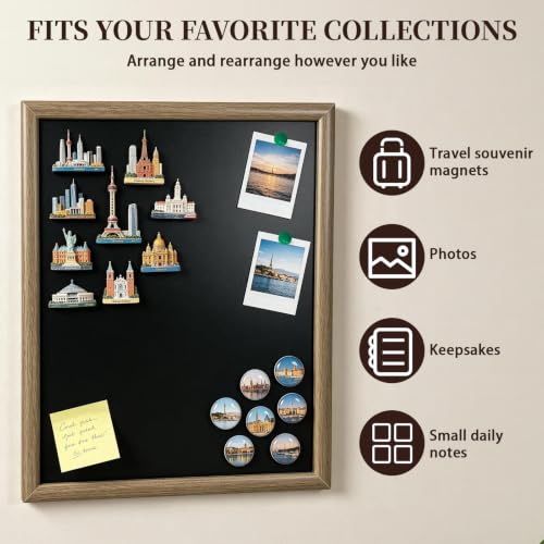 Magnet Wall Board for Fridge & Decor, Large Magnetic Display Frame, Rustic Wooden