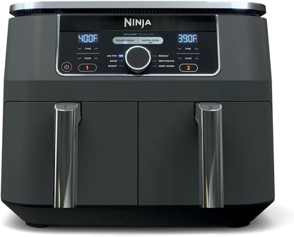 Ninja AD150 Foodi 8 Quart DualZone Air Fryer - 6-in-1 with 2 Baskets for Quick, Easy Meals - Black (Renewed)