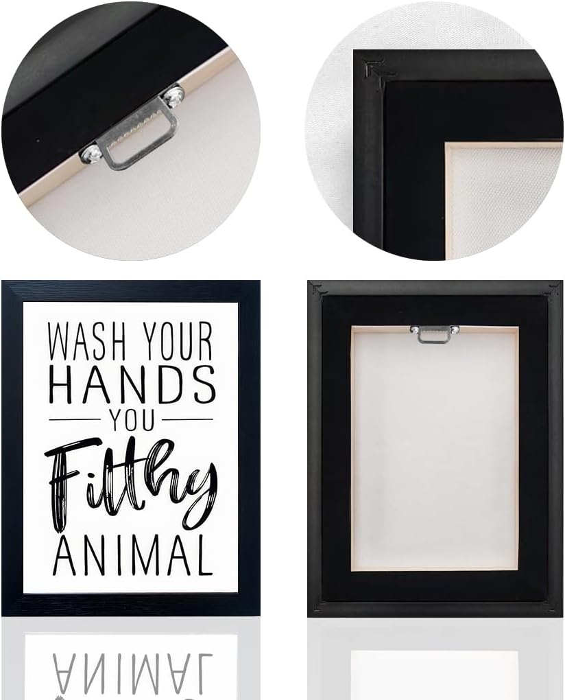 Regine Switzerland Black and White Bathroom Decor Art - Small Framed Canvas Print for Kids' Washroom
