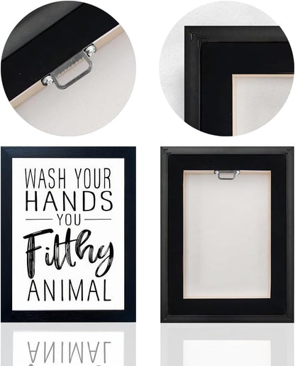 Regine Switzerland Black and White Bathroom Decor Art - Small Framed Canvas Print for Kids' Washroom