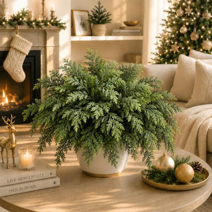 12 Pcs Cedar Stems for Christmas Vase Decor - 18 Inch Faux Touch Branches