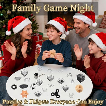 Puzzle Advent Calendar 2026 - Wooden & Metal Brain Teasers for Christmas Gift