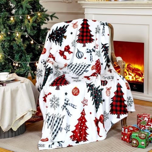 FuWeave Christmas Flannel Throw Blanket 50 x 60 Inches Buffalo Plaid