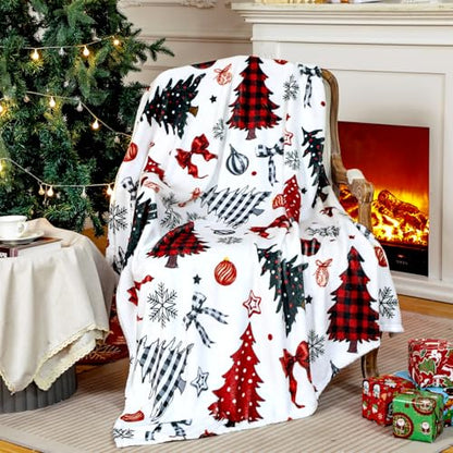 FuWeave Christmas Flannel Throw Blanket 50 x 60 Inches Buffalo Plaid