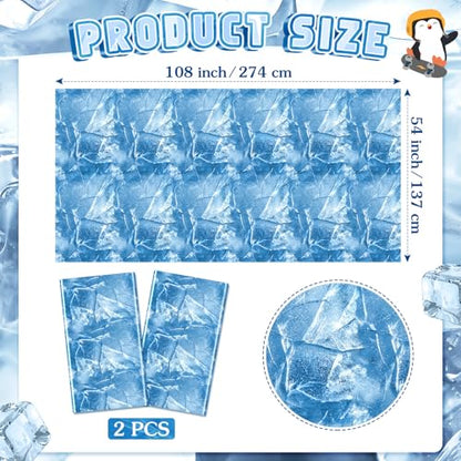 FuWeave 2 Pcs Ice Birthday Tablecloths 54 x 108 Inch Winter Party Decor - Variation 2