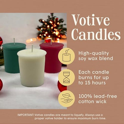 Holiday Scented Votive Candles Set - Red Green White Assorted Scents