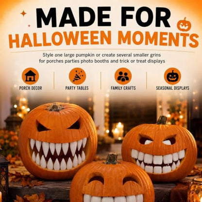 Monster Grin Pumpkin Teeth Kit - DIY Halloween Pumpkin Face Decorations, A2 Variation