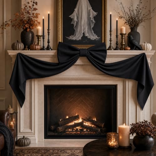 Oversized Black Bow for Halloween Door Decor - 48 Inch Wall Hanging