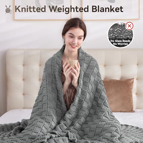 Weighted Blanket for Adults 36x48 Inches 5lbs No Beads Knitted Comfort Light Grey